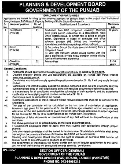 Planning and Development Board Jobs Advertisement